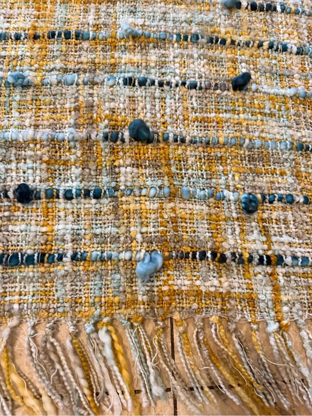 2 Loloi Chunky Knit Woven Throw Blankets Teal Blue Gold Yellow Gray Fringe